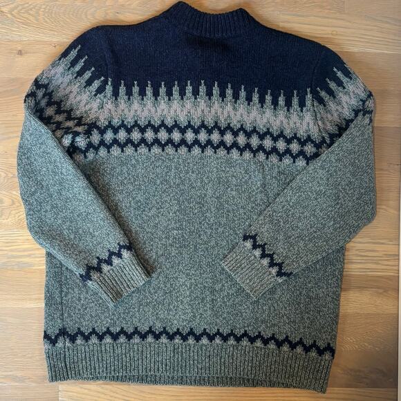 LL Bean Classic Ragg 100% Lambswool Sweater Henley Fair Isle Mens XXL Tall - Picture 4 of 8